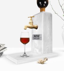 Custom Wooden Natural Wine Stand with Tap - Vintage White
