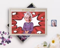Kişiye Özel Büyükanne Karikatürlü 1000 Parça Profesyonel Puzzle-1