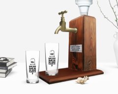 Kişiye Özel Renkli Baskılı Rakı İçen Öldü de Su İçen Ölmedi Mi Tasarımlı İkili Rakı Bardağı ve Ahşap Rakı Standı Hediye Seti-1