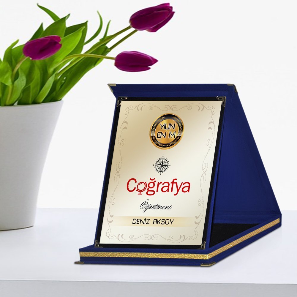 Kişiye Özel Yılın En İyi Coğrafya Öğretmeni Lacivert Plaket Ödülü - 1