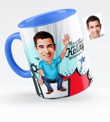 Kişiye Özel Bay Bilgisayar Mühendisi Karikatürlü Mavi Kupa Bardak - 1