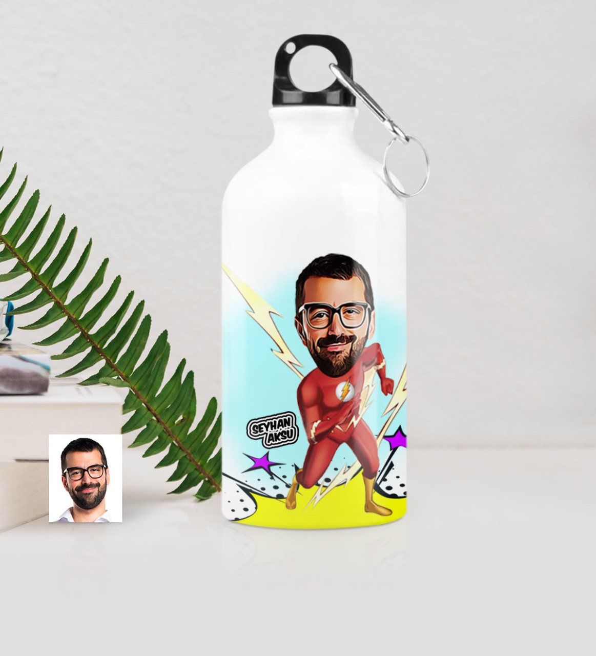 Kişiye Özel Flash Karikatürlü Metal Suluk (500 ml.)