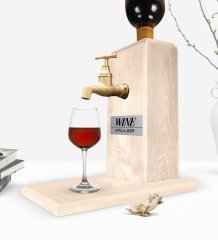 Custom Wooden Natural Wine Stand with Tap - Wood