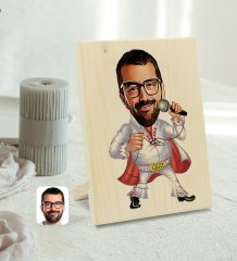 Kişiye Özel Elvis Presley Karikatürlü Dekoratif Ahşap Çerçeve Model 1