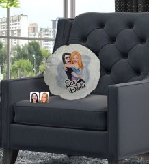 Kişiye Özel Kız Kardeşler Karikatürlü Yuvarlak Dekoratif Kırlent Yastık-10