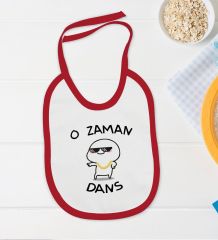 BK Kids O Zaman Dans Tasarımlı Kırmızı Bebek Body Zıbın ve Mama Önlüğü Hediye Seti-1