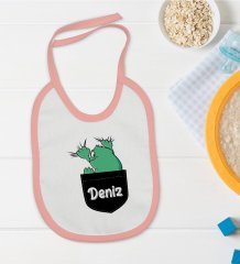 BK Kids Kişiye Özel Pembe Bebek Mama Önlüğü - Model 172