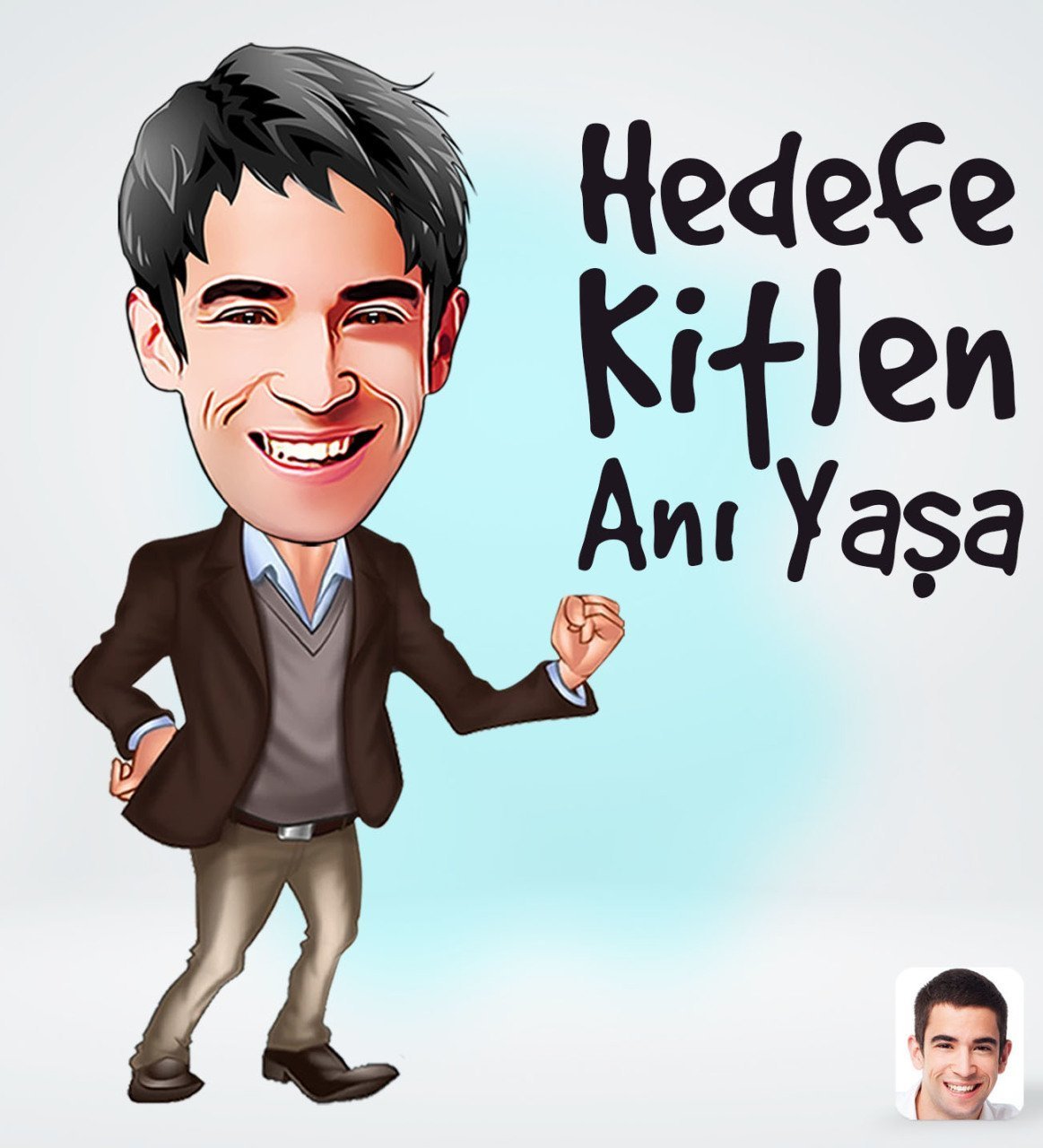 Kişiye Özel Erkek Hedefe Kitlen Anı Yaşa Tasarımlı Dijital Karikatür-1