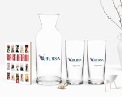 Kişiye Özel Renkli Baskılı Bursa Tasarımlı Turistik İkili Rakı Bardağı Karaf ve Cep Kitabı Hediye Seti-2