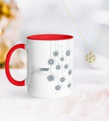 Kişiye Özel Yılbaşı Mutlu Yıllar Kırmızı Kupa ve Kar Tanesi Kolye-10