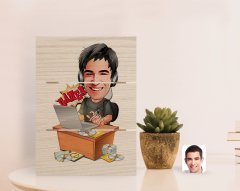 Kişiye Özel Erkek Gamer Karikatürlü Otantik Masaüstü Ahşap Palet Çerçeve-1