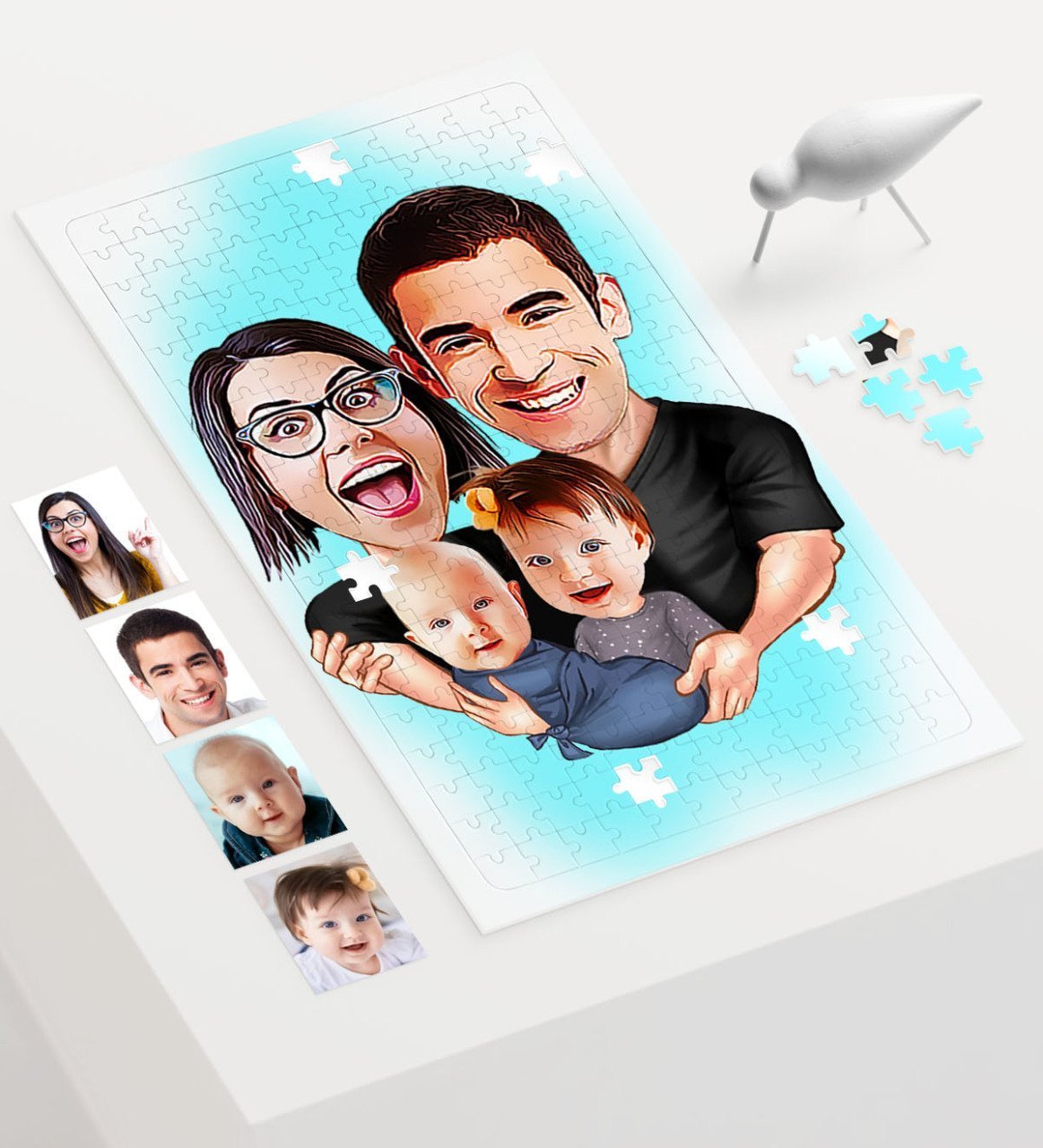 Kişiye Özel Aile Karikatür 240 Parça A3 Puzzle - 4