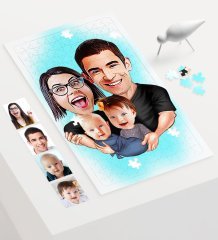 Kişiye Özel Aile Karikatür 240 Parça A3 Puzzle - 4