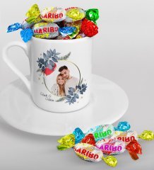Kişiye Özel İsimli Fotoğraflı Türk Kahvesi Fincanı ve Haribo Şeker Hediye Seti-34
