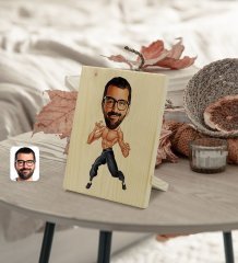 Kişiye Özel Bruce Lee Karikatürlü Dekoratif Ahşap Çerçeve Model 1