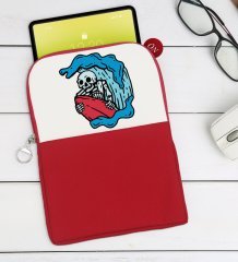 BK Gift Sörfçü İskelet Tasarımlı Taşınabilir Koruyucu Tablet Kılıfı & Organizer Çanta - Kırmızı-1