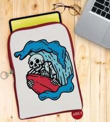 BK Gift Sörfçü İskelet Tasarımlı Taşınabilir Koruyucu Tablet Kılıfı & Organizer Çanta - Kırmızı-1