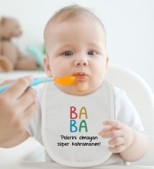 BK Kids Baba Tasarımlı Bebek Body Zıbın ve Mama Önlüğü Hediye Seti - Model 2