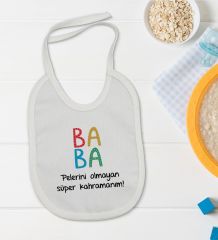 BK Kids Baba Tasarımlı Bebek Body Zıbın ve Mama Önlüğü Hediye Seti - Model 2