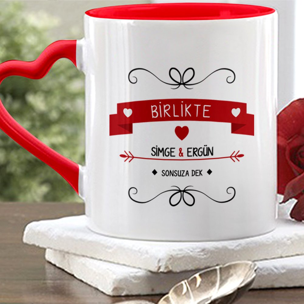 Kişiye Özel Kırmızı Kalpli Kupa Bardak (Sevgililer Günü Temalı-46)