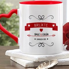 Kişiye Özel Kırmızı Kalpli Kupa Bardak (Sevgililer Günü Temalı-46)