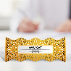 Kişiye Özel Mesleki Avukat Ahşap Masa İsimliği (Model M6)