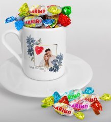 Kişiye Özel İsimli Fotoğraflı Türk Kahvesi Fincanı ve Haribo Şeker Hediye Seti-33