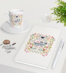 Kişiye Özel En İyi Öğretmen Beyaz Defter Kalem Türk Kahvesi Fincanı Seti-15