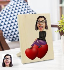 Kişiye Özel Kadın Karikatürlü Dekoratif Ahşap Çerçeve Model 2
