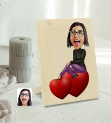 Kişiye Özel Kadın Karikatürlü Dekoratif Ahşap Çerçeve Model 2