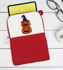 BK Gift Pumpkin Tasarımlı Taşınabilir Koruyucu Tablet Kılıfı & Organizer Çanta - Kırmızı-1