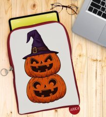 BK Gift Pumpkin Tasarımlı Taşınabilir Koruyucu Tablet Kılıfı & Organizer Çanta - Kırmızı-1