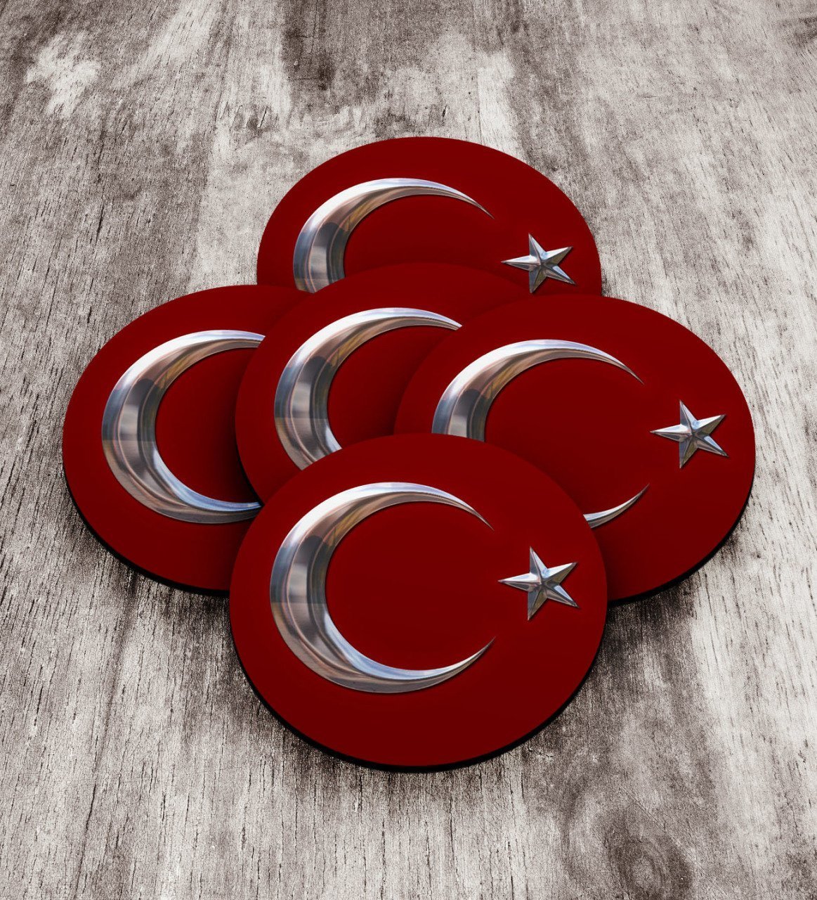 Türk Bayrağı Ahşap Rozet (5 Adet) 1