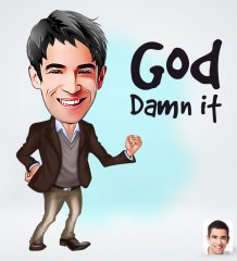 Kişiye Özel Erkek God Damn It Tasarımlı Dijital Karikatür-1