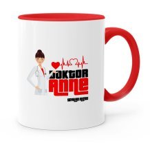 Kişiye Özel Doktor Anne Kırmızı Kupa Bardak - 1