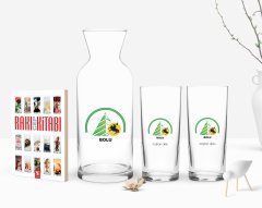 Kişiye Özel Renkli Baskılı Bolu Tasarımlı Turistik İkili Rakı Bardağı Karaf ve Cep Kitabı Hediye Seti-1