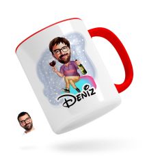 Kişiye Özel Erkek Karikatürlü Kırmızı Kupa Bardak-2