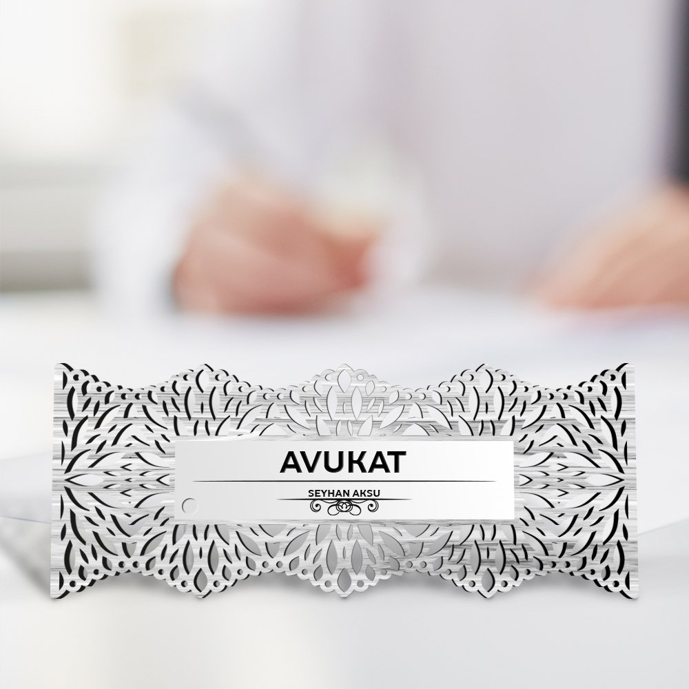 Kişiye Özel Mesleki Avukat Ahşap Masa İsimliği (Model M5)
