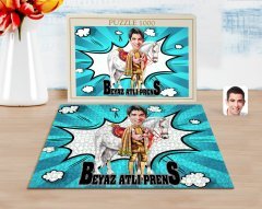 Kişiye Özel Beyaz Atlı Prens Karikatürlü 1000 Parça Profesyonel Puzzle-1
