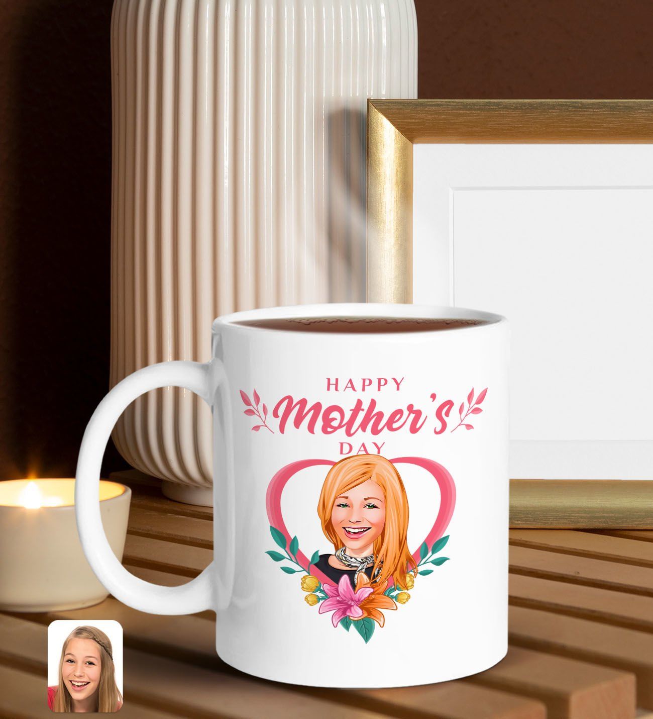 BK Gift Kişiye Özel Anneler Günü Karikatürlü Beyaz Kupa Bardak, Anneye Hediye, Anneler Günü Hediyesi-5