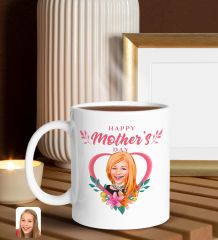 BK Gift Kişiye Özel Anneler Günü Karikatürlü Beyaz Kupa Bardak, Anneye Hediye, Anneler Günü Hediyesi-5