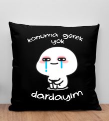 BK Gift Dardayım Tasarımlı Siyah Kırlent Yastık, Arkadaşa Hediye, Ev Dekorasyonu, Ev Hediyesi-1