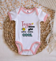 BK Kids Teyze Anne Gibi Tasarımlı Pembe Bebek Body Zıbın-1