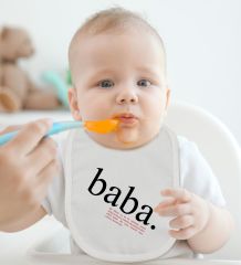 BK Kids Baba Anlamı Tasarımlı Bebek Body Zıbın ve Mama Önlüğü Hediye Seti - Model 1