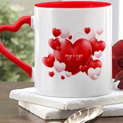 Kişiye Özel Kırmızı Kalpli Kupa Bardak (Sevgililer Günü Temalı-43)