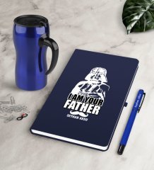 Kişiye Özel Baba Lacivert Defter Kalem Termos Mug Seti-2