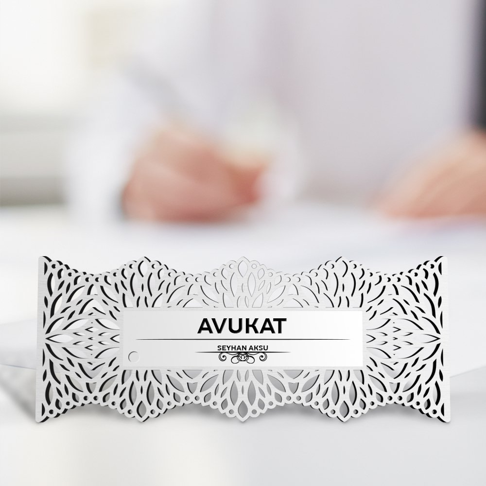 Kişiye Özel Mesleki Avukat Ahşap Masa İsimliği (Model M4)