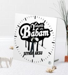 Kişiye Özel Yakışıklı Babam Masaüstü Kare Cam Saat-2