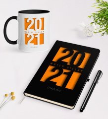 Kişiye Özel 2023 Mutlu Yıllar Siyah Defter Kalem ve Kupa Seti-7