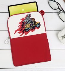 BK Gift Motorcu İskelet Tasarımlı Taşınabilir Koruyucu Tablet Kılıfı & Organizer Çanta - Kırmızı-1